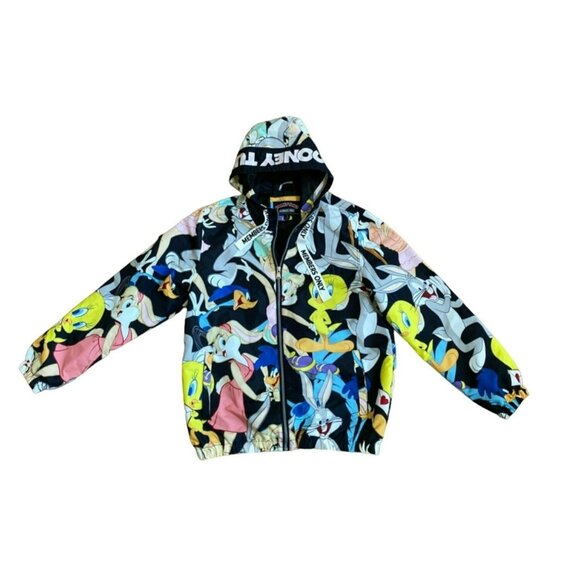 Looney Tunes Members Only Hooded Jacket With Colorful Cartoon Characters Print - Picture 1 of 10